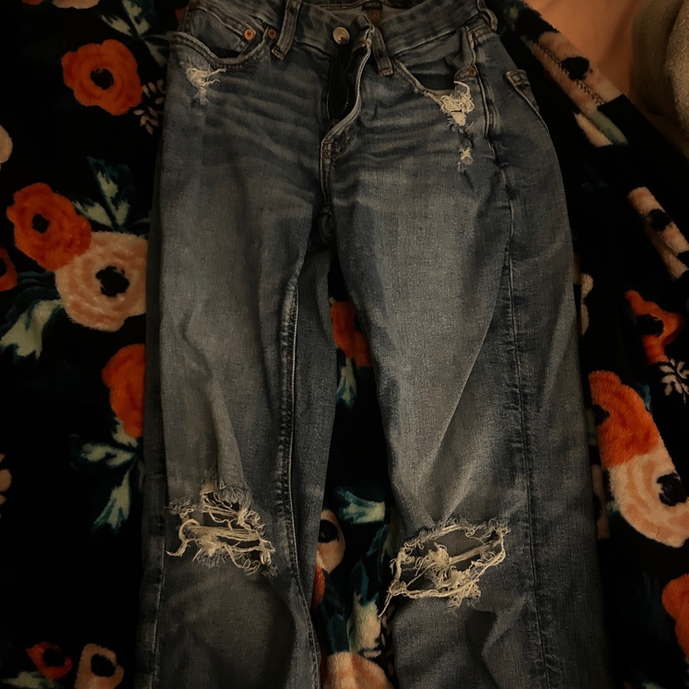 American Eagle Outfitters Ripped Blue Boyfriend Jeans